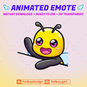 Cute Bee Bongo Tap Animated Emote - Bongo Bee Wasp Hornet - for Twitch and Discord! (and more)