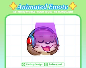 Otter Jamming Party Animated Emote : Beaver Listening Music