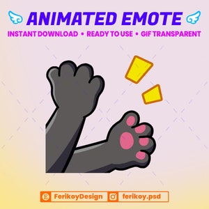 拍手する黒い足のアニメーションエモート - かわいい足で拍手する愛らしい子猫 - 犬の足 - Twitch および Discord 用! (その他)