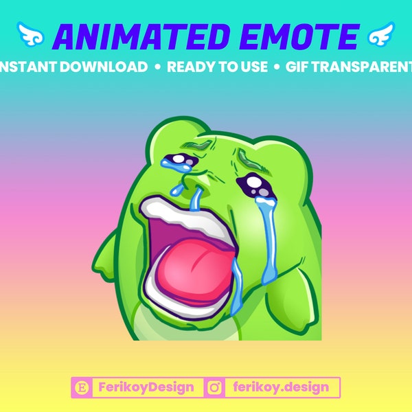Crying Cute Frog Animated Emote - Sad Froggy Cry - for Twitch and Discord! (and more)