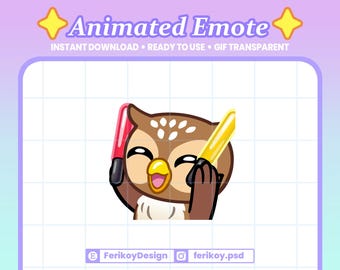 Owl Rave Animated Emote : Night Bird Light Stick