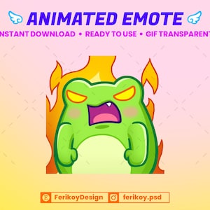 Angry Rage Mad Fire Cute Frog Animated Emote - for Twitch and Discord! (and more)