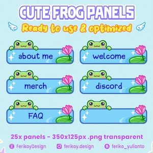 25x Cute Frog Twitch Streamer Panels - Froggy - Cute - Kawaii - Aesthetic - for Twitch (and more)
