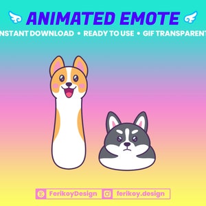 Cute Dog Dance Animated Emote - Jumping Corgi & Husky - Cute Pets - for Twitch and Discord! (and more)