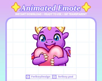 Dragon Love Animated Emote : Holding Heart Pink