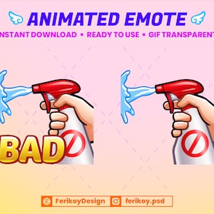 Funny Bad Spray Bottle Animated Emote - for Twitch and Discord! (and more)