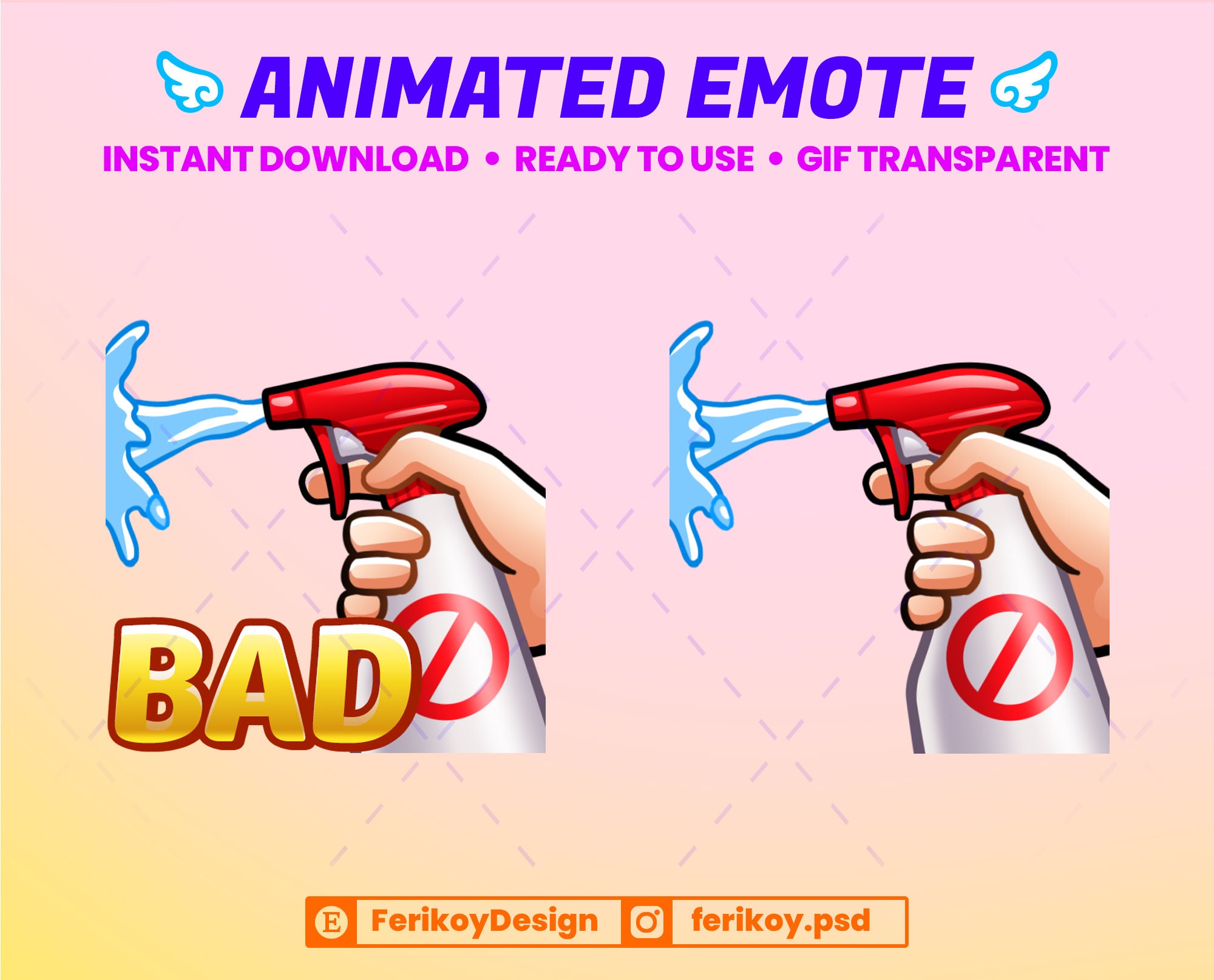 Funny Bad Spray Bottle Animated Emote for Twitch and Discord and More