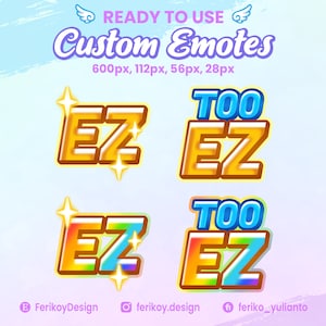 4x Stream Emotes - EZ Text Emotes - Easy - Too Easy | Custom Emotes | Twitch | Discord | Youtube | Community