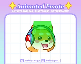 Shiba Inu Jamming Party Animated Emote : Dog Listening Music