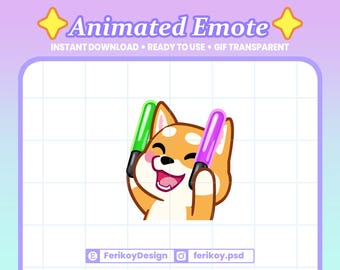 Shiba Inu Rave Animated Emote : Dog Light Stick