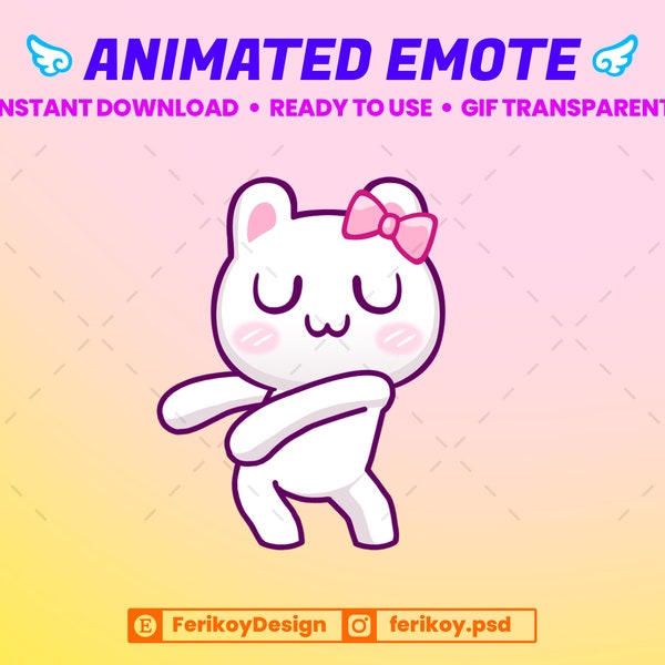 Niedliches weißes Bunny Dance # 1 animiertes Emote - Tanzendes Häschen - für Twitch und Discord! (und mehr)