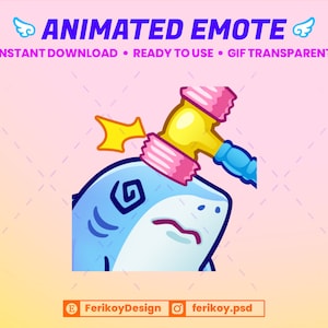 Bonk Hammer Cute Shark Animated Emote - Bonk Sharks - for Twitch and Discord! (and more)