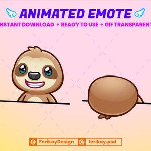 Cute Sloth Headbang Slam Animated Emote - Little Sloth Hitting Head - for Twitch and Discord! (and more)