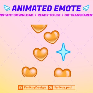Flying Orange Hearts - Niedliche Oranji Herzen Animiertes Emote - Funkeln - Herz - Lieblich - für Twitch und Discord! (und mehr)