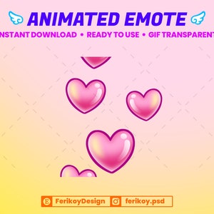 Raining Hearts - Fallin Cute Pink Hearts - Schönes animiertes Emote - für Twitch und Discord! (und mehr)