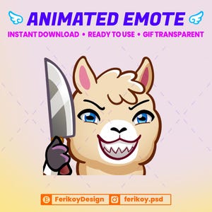 Evil Llama Knife Animated Emote for Twitch/Discord