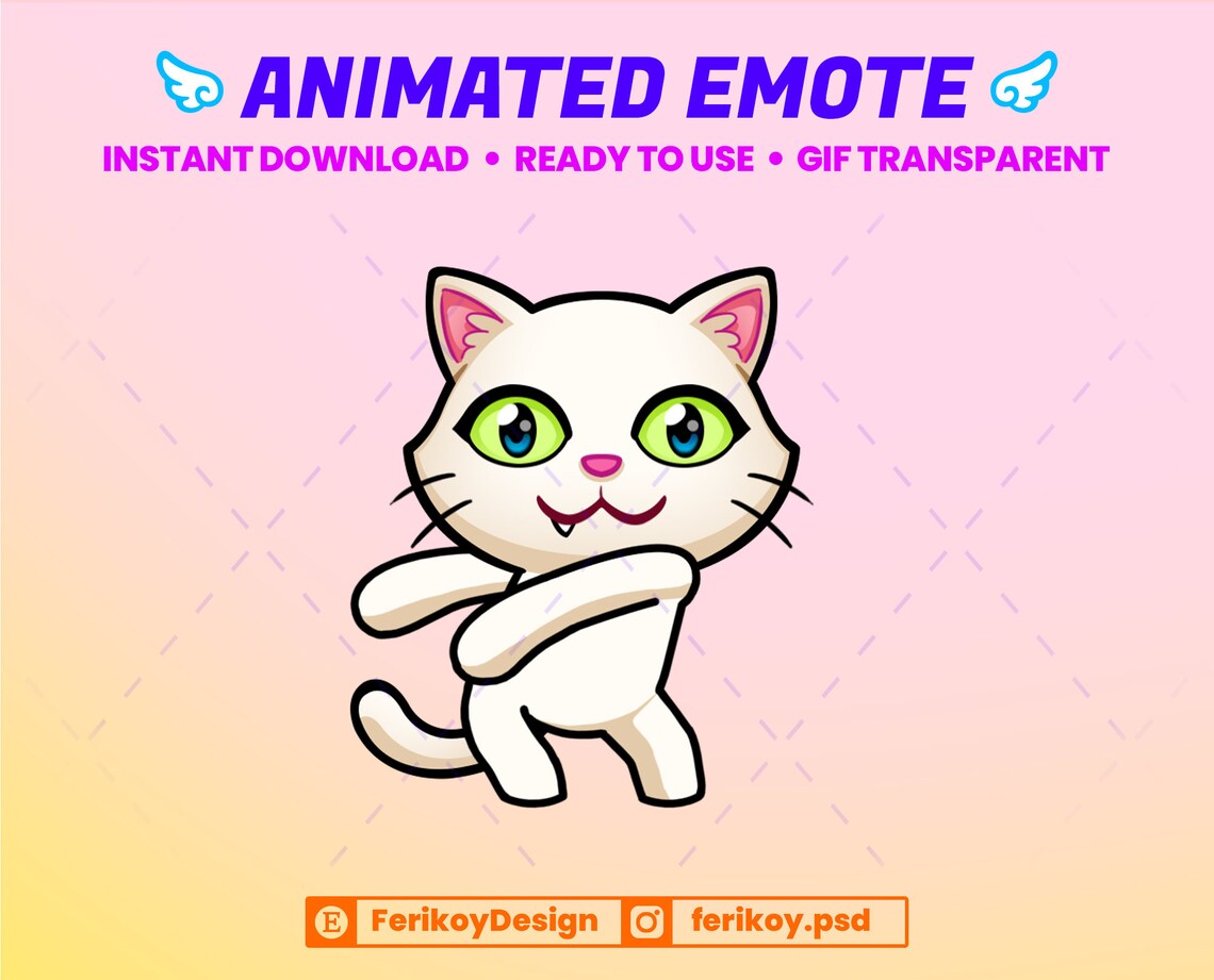 Cute Cat Dance Animated Emote Dancing Kitty Party White Ivory Cat for