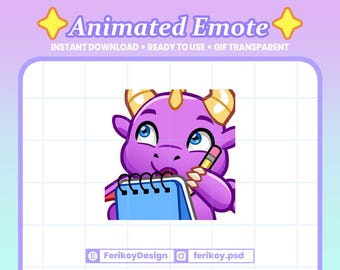 Noted Dragon Animated Emote : Writing Note