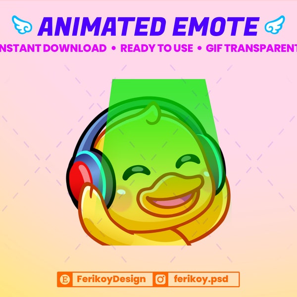 Cute Yellow Duck Jamming Animated Emote - Jam Party Music Duck Emote - for Twitch and Discord! (and more)