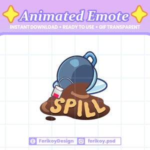 お茶をこぼすアニメーションエモート：ティーカップを飲む Twitch/Discord/Kick（GIF 透明）