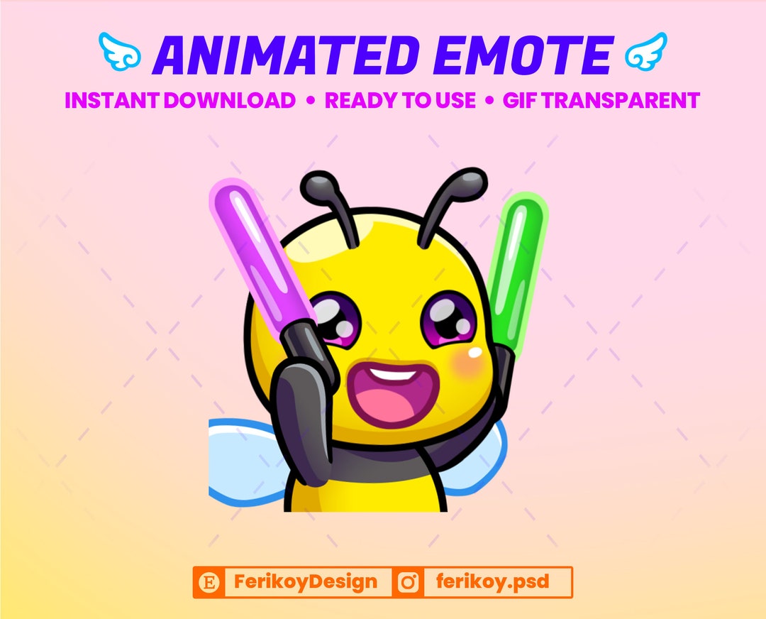 Dancing Bee Animated Emote - Glow Sticks, Twitch & Discord (digital ...