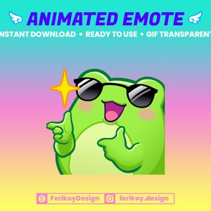 クールなフィンガーガンのかわいいカエルのアニメーション絵文字 - 簡単でかわいいカエル - Twitch と Discord 用! (その他)