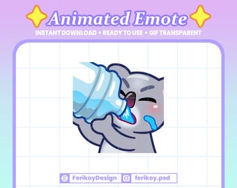 Drink Sip Koala Animated Emote | Drinking Bear Hydrate Twitch, Discord, Kick (GIF)