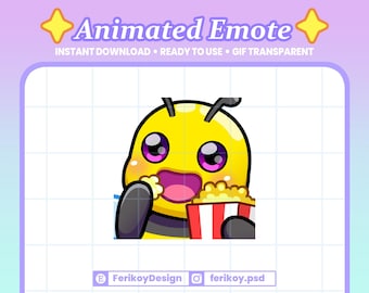Bee Eating Popcorn Animated Emote : Hornet Watching Movie