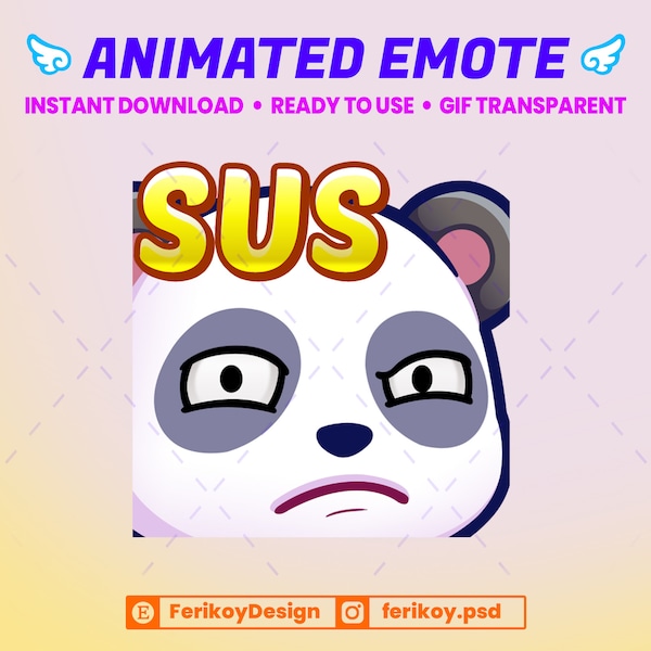 SUS Cute Panda Bear Animated Emote and Static - Thinking Panda Suspect - for Twitch and Discord! (and more)