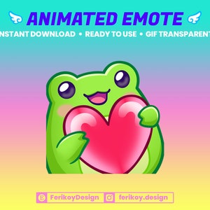 Heart love Cute Frog Animated Emote -  Sip Emote - for Twitch and Discord! (and more)