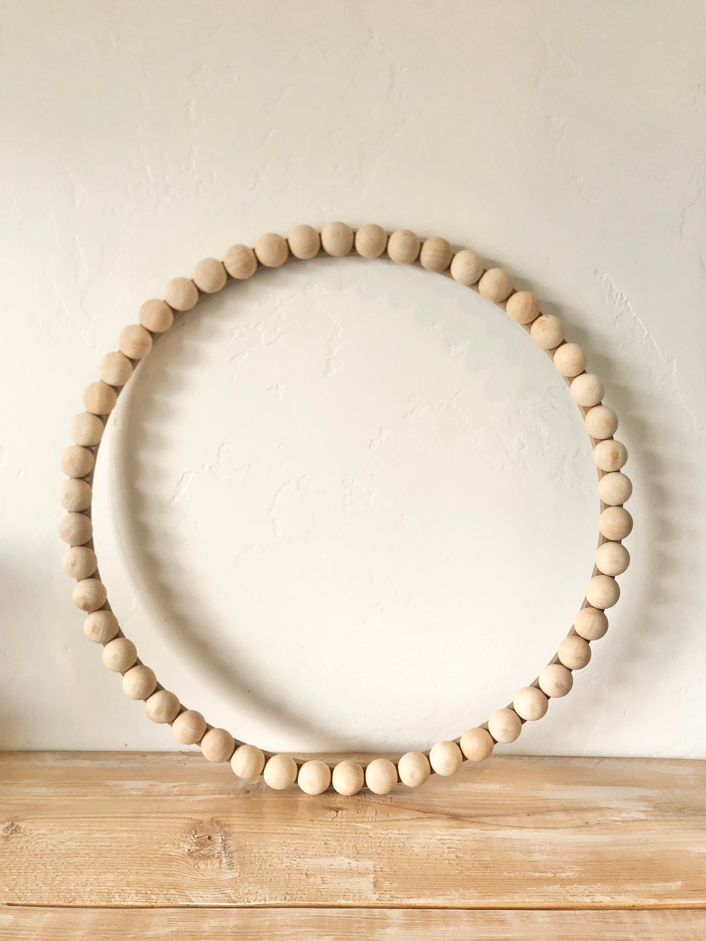 Wood bead wreath round bead wreath plain Etsy
