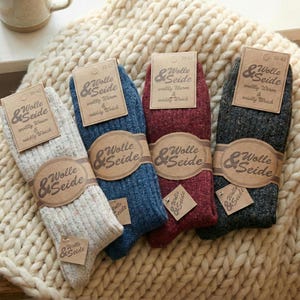Wool Silk Ribbed Socks – Soft Winter Socks, Elegant Heathered Yarn - 2 Pairs