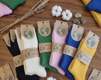 Calcetines de algodón 100% orgánico, paquete de 3, sin costuras en la puntera, hipoalergénicos, transpirables, ideales para el invierno, para hombres y mujeres. Regalo ecológico.