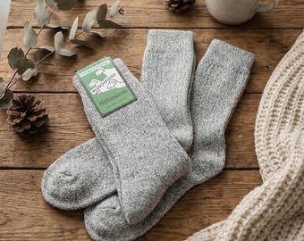 Paquete de 3 calcetines para hombre, lana de oveja noruega natural premium, mezcla de lana de cordero, lana gruesa, prelavados, calcetines gruesos, suaves y cálidos, calcetines térmicos.