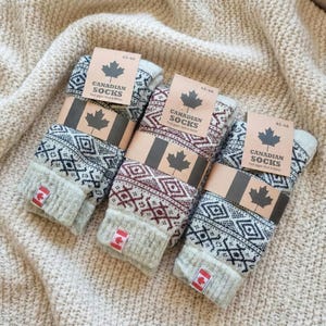 70% Lambswool Socks for Men Women | 2 Pairs Thick Cushioned Warm Boot Socks | Heavy Canadian Style Winter Gift for Her Him