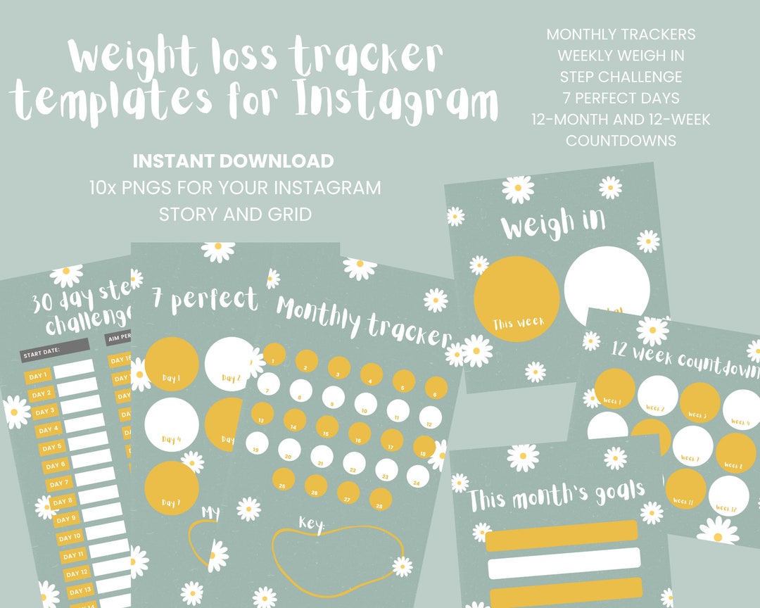 Daisy Instagram Weight Loss Tracker Bundle - Weekly Weigh Loss, Step ...