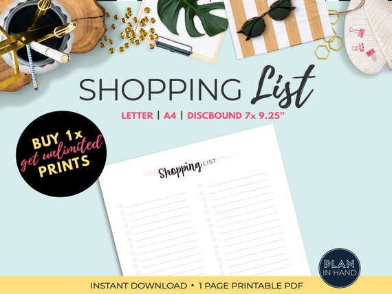 Shopping List Printable Planner Shopping List to Do Shopping | Etsy