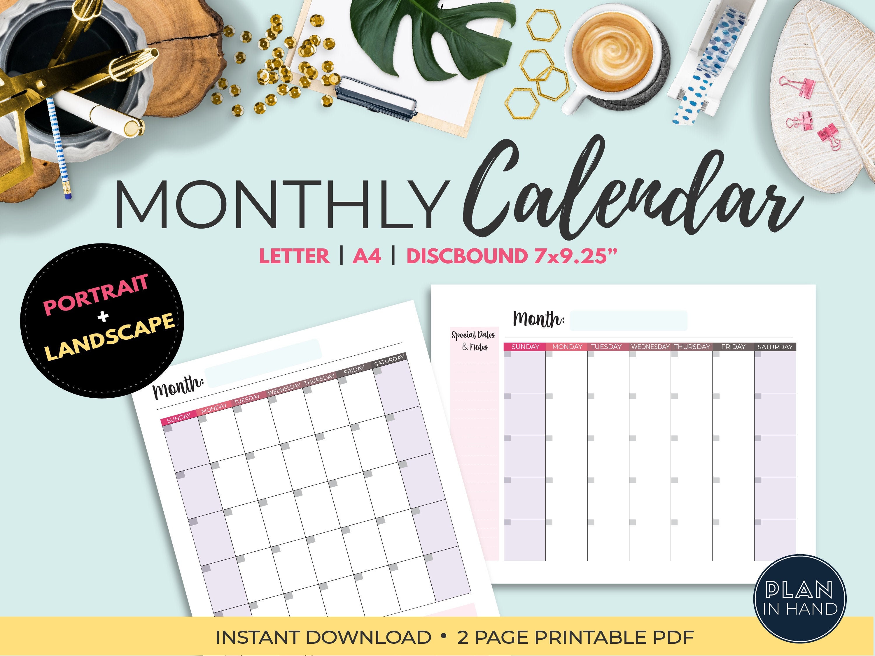 Druckbarer Monatskalender Blanko Monatskalender Undatiert Druckbarer