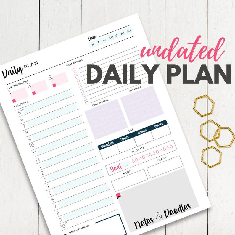 Daily Planner Printable Daily Schedule Daily Planner Pages Printable ...