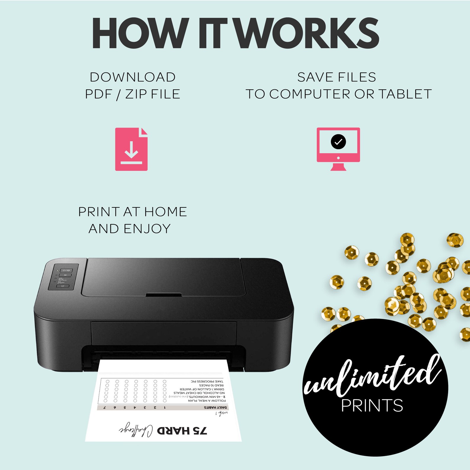 75 Hard Challenge Tracker Printable Fitness Tracker Habit