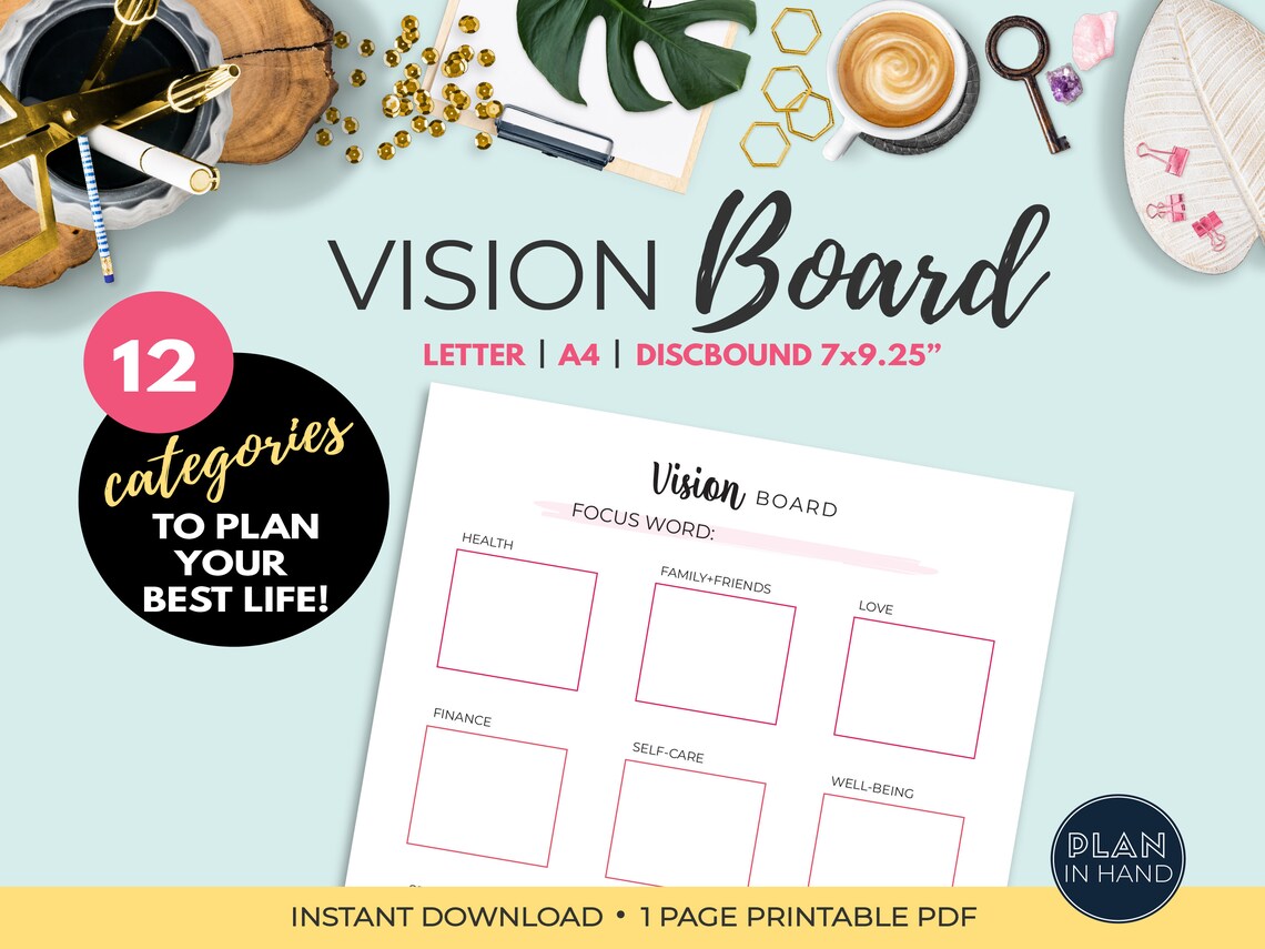 Vision Board Printable Vision Board Template Law of Attraction ...