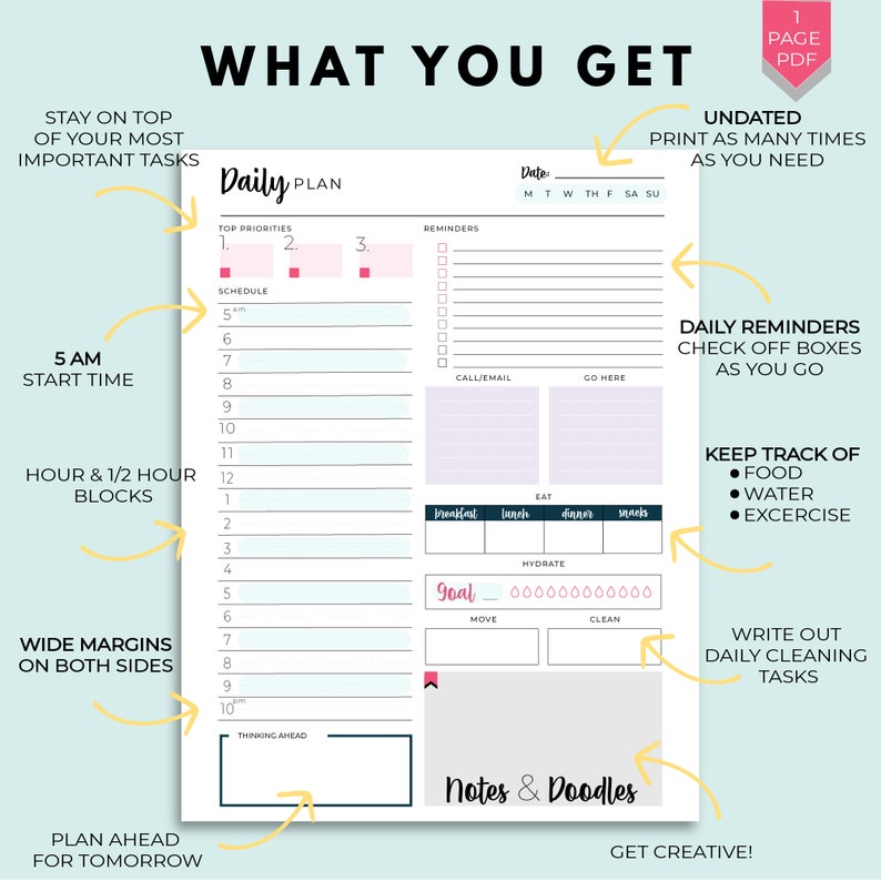 Daily Planner Printable Daily Schedule Daily Planner Pages Printable ...