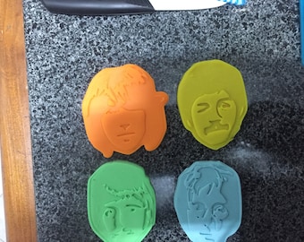 Set of 4 Beatles lookalike cookie cutters embossers