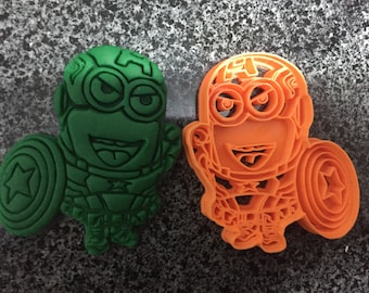 Baby minion captain America look alike cookie cutter/embosser