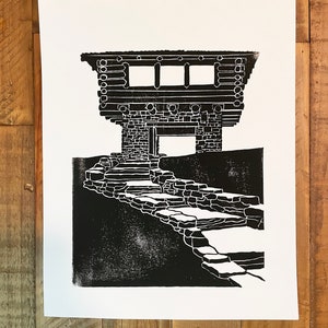 Brown County North Lookout Tower Block Print