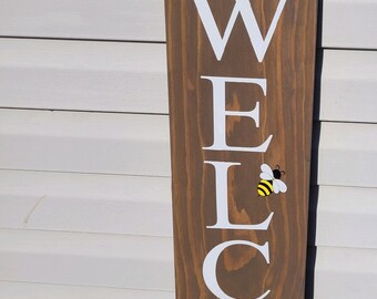 Welcome sign, Front door decor, Bee Welcome, Sunflower welcome, Welcome board