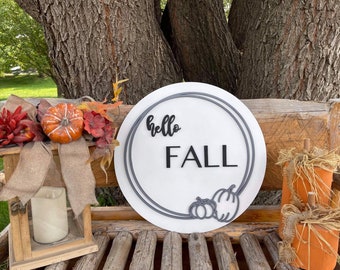 Wood Round SVG/ Fall Door Hanger SVG/ Fall Decor Laser File/ Fall Pumpkins Door Sign SVG/ Glowforge Svg/ Laser Svg
