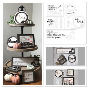 Fall Tiered Tray Set SVG/ Fall Decor SVG/ Fall Decor Laser File/Fall Pumpkins Signs SVG/ Fall Sayings Plaques File/ Glowforge Svg/ Laser Svg