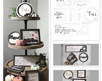 Fall Tiered Tray Set SVG/ Fall Decor SVG/ Fall Decor Laser File/Fall Pumpkins Signs SVG/ Fall Sayings Plaques File/ Glowforge Svg/ Laser Svg