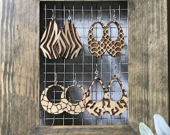Wood Earring SVG/ Laser Earring SVG/ Animal Print Earring File/ Leopard Print SVG/ Glowforge Earring File/ Earring svg